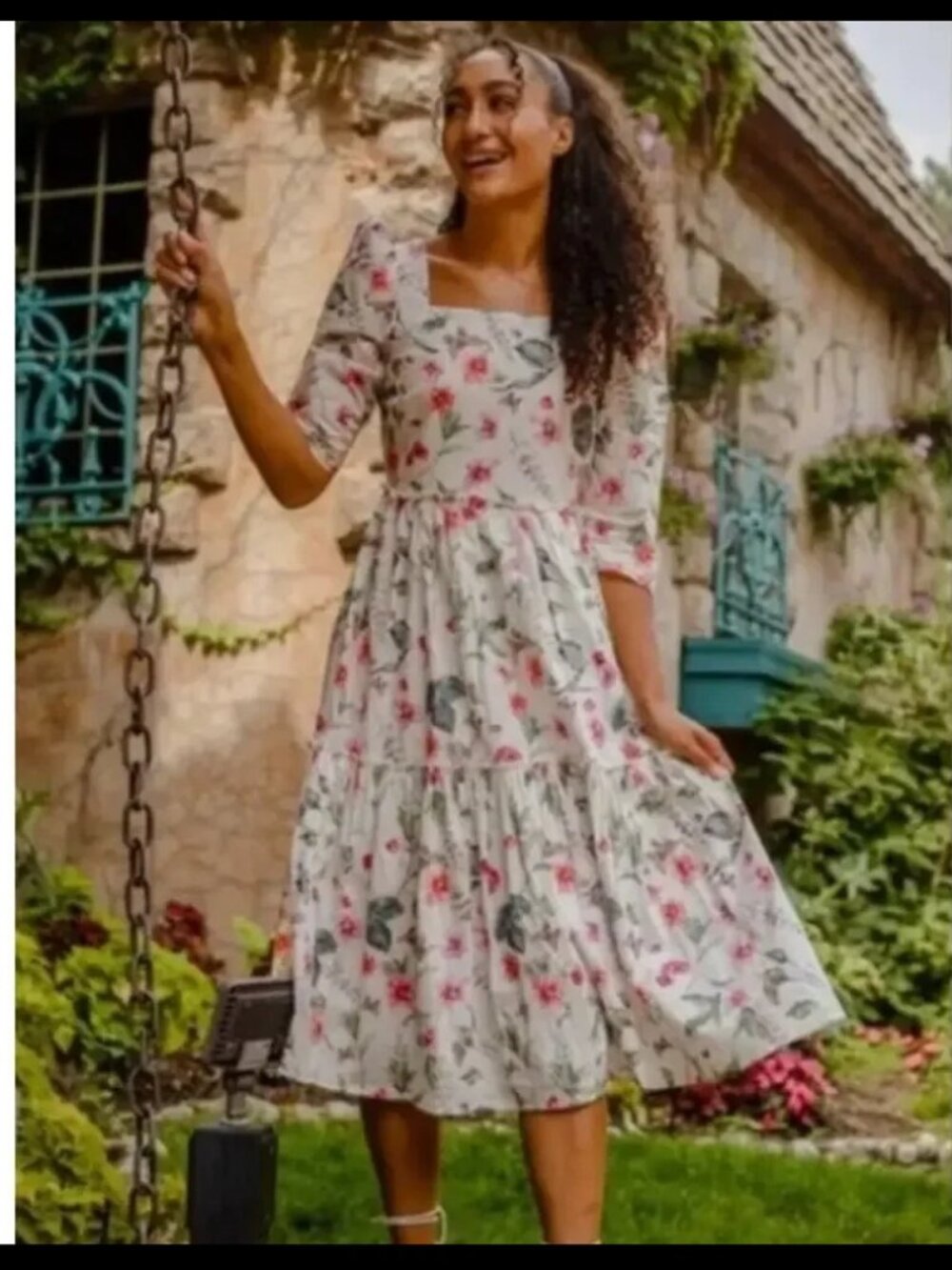 Ivy City Co White 100% Cotton Floral Cora Dress Sz XS